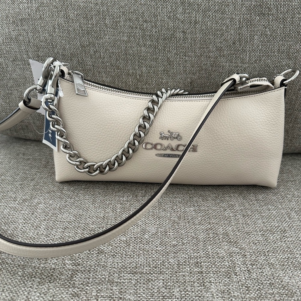Coach charlotte shoulder bag cream with silver hardware NWT no marks or scuffs